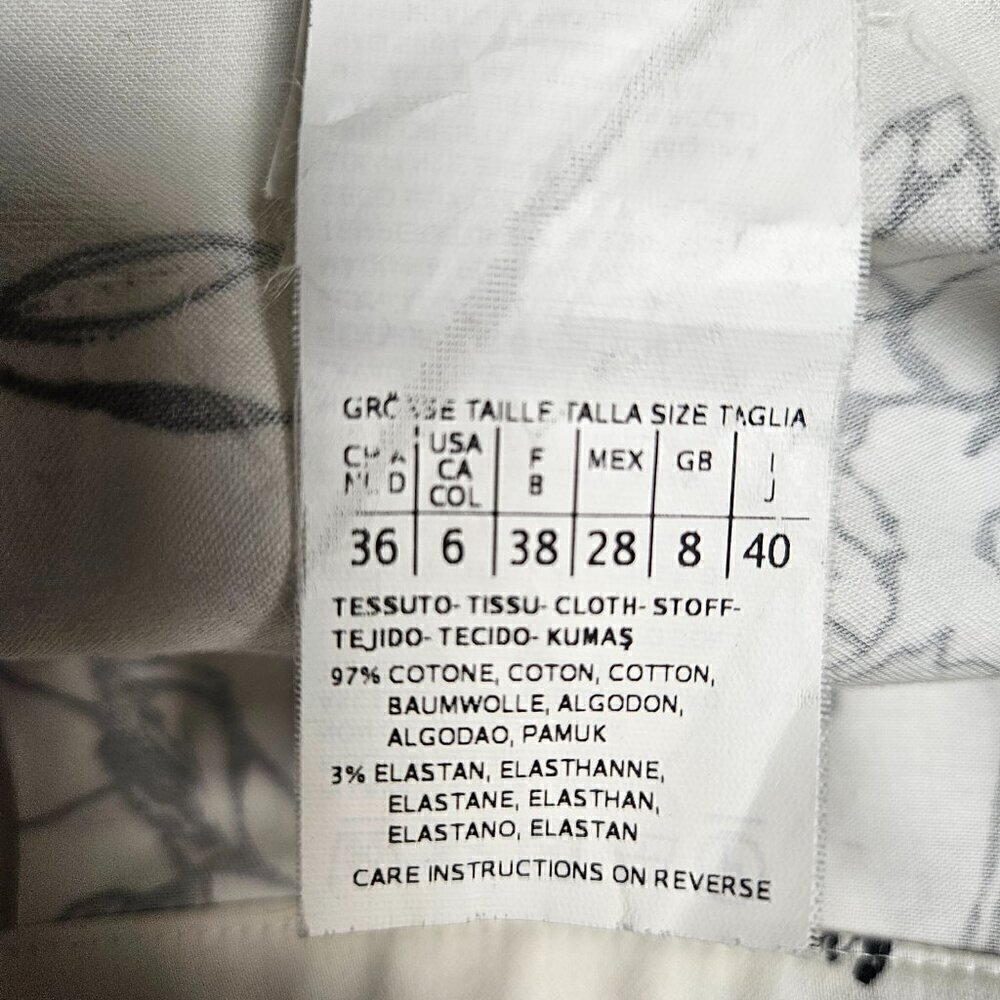 MaxMara Black and White Floral A-Line Skirt Size 6 - Picture 4 of 11